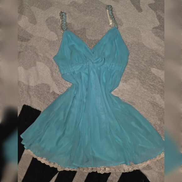 Y2K Johnny Martin Baby Blue Mini Dress/Slip Dress - Picture 1 of 5